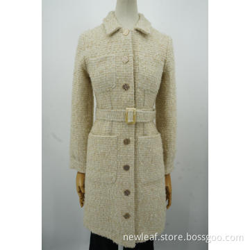 Ladies Coats Coats Langarm Tweed Stoff Ladies Kleid
